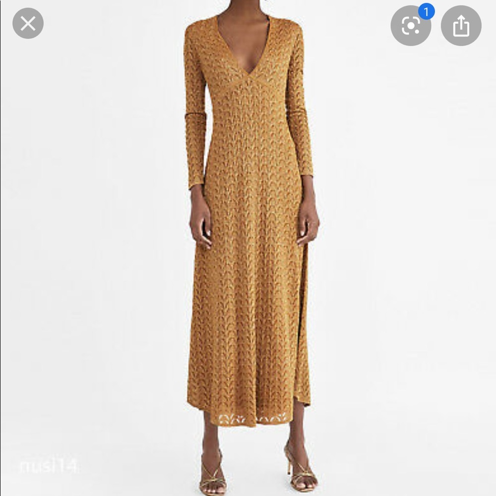 Zara | Shimmering Gold Maxi Dress - Size S